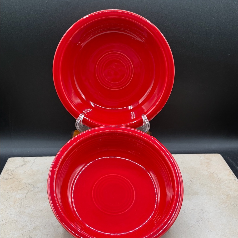 Vintage Fiesta Scarlet Red Soup / Salad Bowls 7" Set of 2 Homer Laughlin